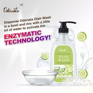AccelMall Odonata Dish Wash Aloe Vera & Cucumber 680ml - Enzymatic Plant Based Eco-Friendly Kills Virus Bacteria Concentrate