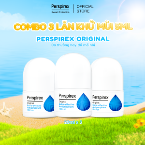 Combo 3 Lăn Khử Mùi Perspirex Original 20ml - Dành cho da thường hay đổ mồ hôi - Hiệu quả kéo dài 3-5 ngày