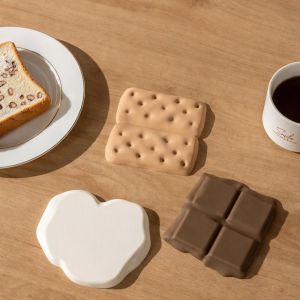 Quivlox Heat Resistant Silicone Coaster Anti Scald Non Slip Table Mat Cup Pad Desk Protector Thickened Cookie Design