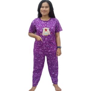 baju tidur wanita kekinian dewasa standart CP bb max 70kg bahan kaos serian tua bordir kancing 2
