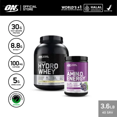Optimum Nutrition Hydro Whey 3.5 lbs & Amino Energy - Susu Protein / Powder / Suplemen / Gym