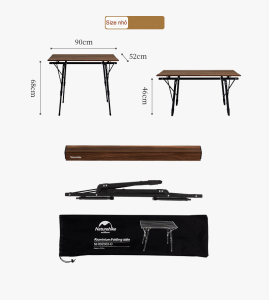 Bàn nhôm cắm trại vân gỗ gấp gọn NatureHike NH19Z003-D