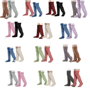 2 đôi mùa đông dày sang trọng bằng lông thú trên đầu gối tất kiểu dép lê ấm làm ấm chân dài cao tới đùi vớ Nhà ngủ