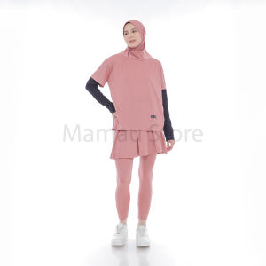 Setelan Hijab Olahraga Wanita 3 In 1 Instan Atasan Leging Rok Skirt Perempuan Sport Senam Lari Zumba