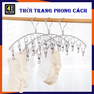 Móc treo quần áo đa năng 10 kẹp phơi giày kẹp phơi đồ trẻ em chất liệu inox không gỉ Móc treo tất vớ inox 10 kẹp