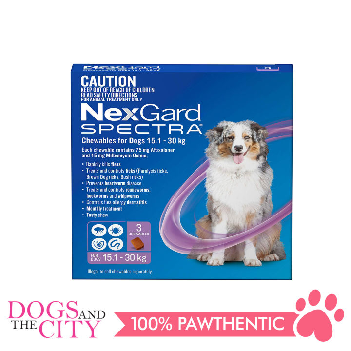 NexGard Spectra Chewable Tablets for Dogs 15-30kg (Purple Box)