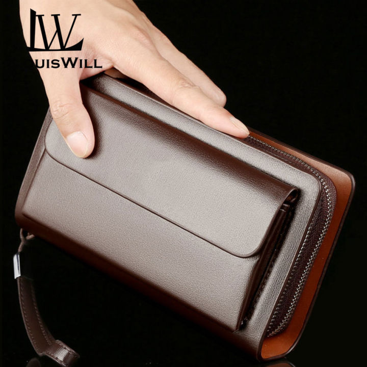 LouisWill Men Fashion Wallets Long Wallet Purse PU Leather Handbag Large  Capacity Card Holder Long Clutch Coin Purse Zipper Money Bag Long Notecase 