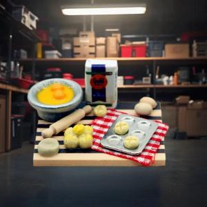 【Clementty】 Dollhouse Food Toy Pastry Making Station Egg Milk Bread Cutting Board Miniatures Model Kitchen Accessory Kids Pretend Play Toys