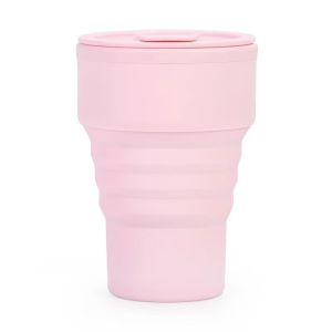 FLUTE Silicone Folding Coffee Cup 375ml with Lid Portable Travel Tumbler Water Bottle Reusable Collapsible Cups with Lid Camping