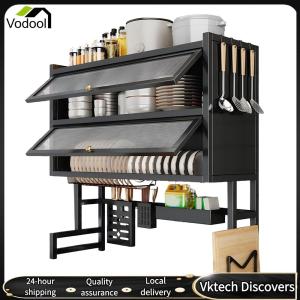 【Vodool】 Double Layer Bowl Storage Organizer Detachable Cutlery Holder
