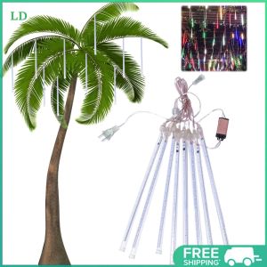 COD [Free Shipping] LED Meteor Shower Rain Lights 8Pcs Waterproof 30CM Dynamic Fairy String Light for Indoor Outdoor Decor