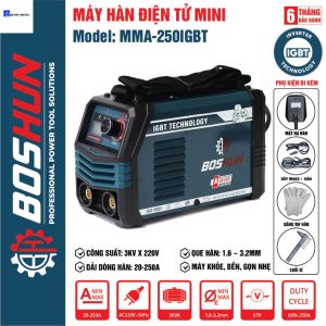 Máy Hàn Điện Tử Mini BOSHUN MMA-250IGBT INVERTER IGBT Lõi Đồng Hàn Que 1.6-3.2mm