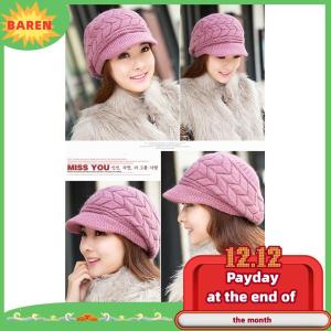 BAREN Mũ nữ dệt kim Mũ nồi rộng dệt kim ấm áp mùa đông Mũ Beanie Mũ trượt tuyết