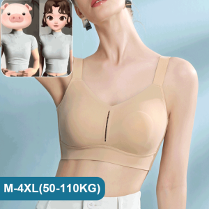 Gathering microadjustable bra Large cups crystal cup underwear rabbit ears nonmarking inner cups