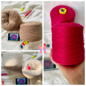 Yarn - Sợi 100% Cotton - Hàng Ý | Sợi chập ( Cỡ sợi 0.6 mm - 0.8mm) | Mền bóng nhẹ - Móc áo váy áo dài - Sợi mùa hè