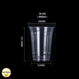 SUGA พร้อมส่ง แก้วพลาสติกPET ฝาเรียบ ฝาโดม 50 ใบ ปาก 98 มิล 12/14/16/20Oz. แก้วพลาสติกใส แก้วกาแฟ แก้วชานม รุ่นพรีเมี่ยม COD MITI152