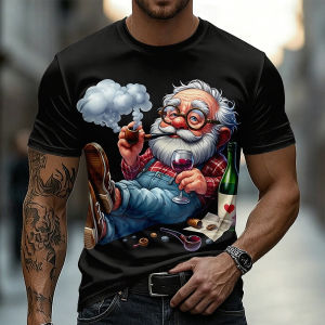 [Local Stock] VCC Cartoon Character 3D Print Mens T Shirt Casual O-neck Short Sleeve  Loose Tops Summer Street Tees Fashion Beer Pattern T-Shirts