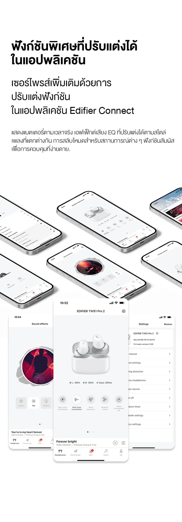 Edifier TWS1 Pro 2 TWS หูฟังบลูทูธหูฟังไร้สาย True Wireless Bluetooth 5.3 พร้อมระบบตัดเสียงรบกวน IP54 กันน้ำเวลาเล่น 26H