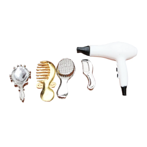 Realistic 1/12 Doll House Bathroom Accessories Hairdryer Comb Set Miniature Hair Styling Tool For Creative Scene Decors