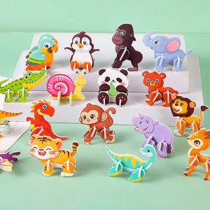 30pcs 3D Cartoon Animal Puzzle Toys Foam Paper Building Block Toddlers Educational DIY Toys Classroom Rewards Gift