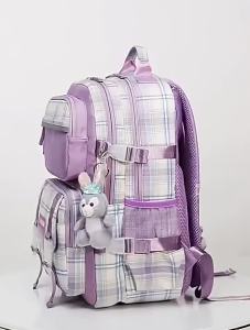AE2024 New model primary school backpack with plaid pattern for girls in grades 1-6 ultra-lightweight spine-protecting backpack manufacturer