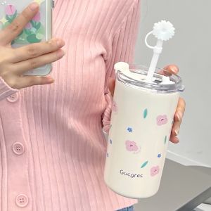 Bình Nước Giữ Nhiệt 500ml 316 Bằng Thép Không Gỉ Hình Hoa Anh Đào Dễ Thương