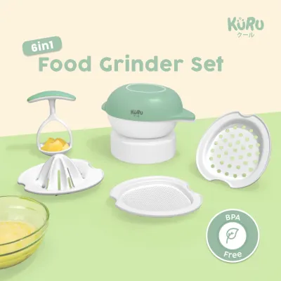 KURU 6in1 Food Grinder Set – Alat MPASI Bayi Serbaguna BPA Free | Penghalus Parutan Saringan Smasher Perasan Buah