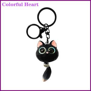 Colorful Heart พวงกุญแจหัวแมวตาโตสุดสร้างสรรค์พวงกุญแจรถใช้ได้ทุกเพศพวงกุญแจรูปหัวแมวน่ารักสวยงามพวงกุญแจ3D ป้องกันการสูญหายที่ทนทาน