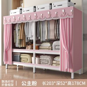 Wardrobe Cabinet Clothes Modern Cupboard Clothes Cabinet Cupboard For Clothes Modern Closet Multi-Layer Foldable Full Steel Frame Reinforced Solid Simple Double Storage Cabinet Wardrobes Open Storage Cupboard
