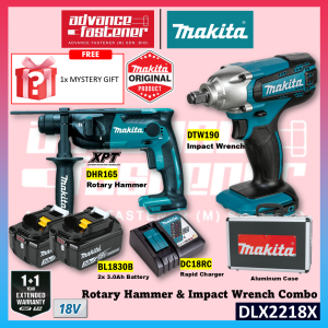 MAKITA Cordless Combo Set ( DHP484 Hammer Driver Drill / DTW300 DTW190 Impact Wrench / DGA404 Angle Grinder / DTD156 Impact Driver / DHR165 Rotary Hammer )  DLX2406TX1 DLX2424JX1 DLX2417JX1 DLX2218X