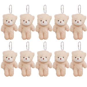 FANME 10Pcs Stuffed Little Bear Plush Toy Keyring Cartoon Animal White Bear Plush Keychain Hanging Accessory Soft Bear Plush Dolls Schoolbag Ornaments