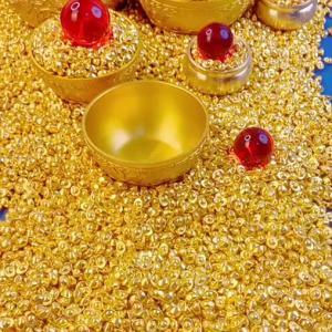 Solid Alluvial Gold Imitation Gold Ingot Small Ornaments Home Worship God of Wealth Cornucopia Filler Little Golden Beans Decorations