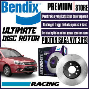Original Bendix Ultimate+ Front Set Disc Rotor - Proton SAGA VVT 2016-2018 1.3L BR9551 ULT+
