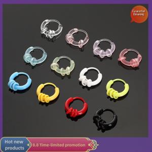 Graceful 10Pcs Colorful Resin Hoop Earrings Cute Tiny Earrings For Women Girls Simple Versatile Ear Buckle Jewelry Accessories Gifts