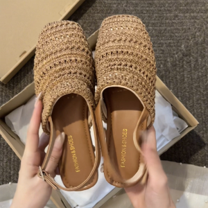 2026 New Summer Cover Toe Weave Women Gladiator Flats Sandals Concise Slingback Party Dress Sandals Mule Shoes Zapatos Mujer2026