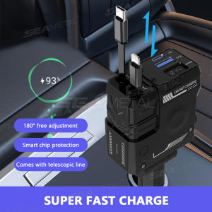 Seamital sạc điện dùng trên xe hơi loại USB C Pd cáp có thể thu vào 4 Trong 1 Nhanh Chóng Sạc xe hơi phổ thông bộ sạc chuyển đổi nhanh