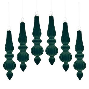 PYA94 6pcs Flocked Velvet Christmas Gourd Pendant Shatterproof Reusable Christmas Cone Ball Set Merry Christmas Decorations Plastic Xmas Tree Hanging Ornaments Home New Year Decorations