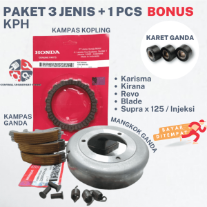 KPH PAKET (HEMAT) PELAT KOPLING + KAMPAS GANDA + ROLER + MANGKOK KUPLING KARISMA / SUPRA X 125 / KARET GANDA KARISHMA KARBU OLD LAMA KIRANA GENUINE PART / PLAT KAMPAS KOPLING KOPPLING RUMAH MANGKOK OTOMATIS / LONCENG MANGKOK GANDA KARISMA SATU SET 1 - Lazada