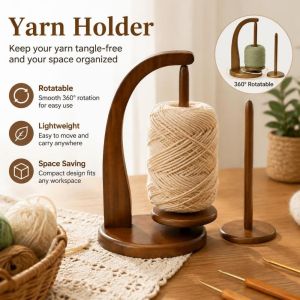 NBANLIKE Wooden Yarn Holder ic Suction 360° Rotatable ic Spool Holder Knitting Tools Space Saving Yarn Spinner Knitting