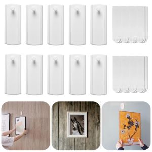 CUNXIN 10Pcs ถอดออกได้ ที่แขวนรูปภาพแบบไม่ใช้ตะปู งานหนัก ติดตั้งง่าย ตะขอแขวนภาพที่ไม่ทำลาย ภาพวาด หลายฟังก์ชัน ไม่มีตะขอกรอบเจาะ บ้าน