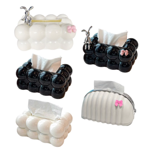 Whimsical Rabbit Tissue Box For Kids Rooms Or Offices Durable Plastic Build Convenient Refill Process Enhances Ambiances