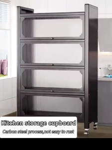 Rak Dapur Storage Rack With Wheel Rak Kabinet Dapur Storage Organizers Microwave Oven Rack Dust-proof Kitchen Rack