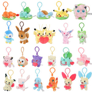 Nguyên bản Pokemon Eevee Móc khóa Peluche Đồ chơi dễ thương Snorlax Mew Clefairy Thú nhồi bông Chìa khóa sang trọng Mimikyu Snom Mặt dây chuyền Búp bê 2026