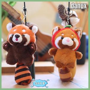 danux ตุ๊กตาหมีแพนด้าแดงรูปตัวการ์ตูนน่ารักมีจี้ตุ๊กตานุ่มนิ่มสำหรับเป็นของขวัญสำหรับเด็ก