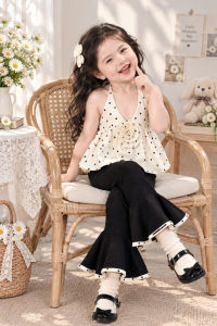 Set quần loe phối áo yếm đính hoa bèo cho bé gái (7-22kg)
