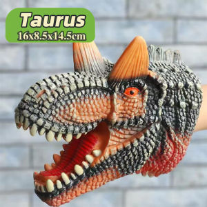 FENAFE【♥️BEST♥️】Dinosaurus Head Hand Puppet Toy Soft Rubber T-rex /Tricera / Taurus Dinosaur Hand Puppet Model Toy Pretend Play Glove Present Cosplay Game For Children