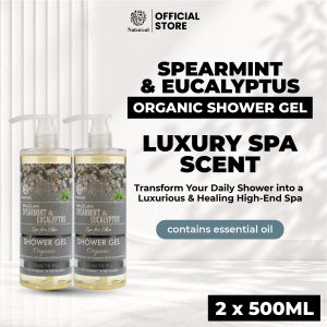 [BUY 2 FREE 3] Natureal Organic Brazilian Spearmint & Eucalyptus Cooling Shower Gel with Essential Oil 500ml