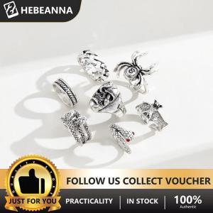 hebeanna แหวนงูพังก์7ชิ้น เซ็ตสำหรับผู้หญิงโกธิคแมงมุมผู้ชายเครื่องประดับแฟชั่นเครื่องประดับของขวัญ