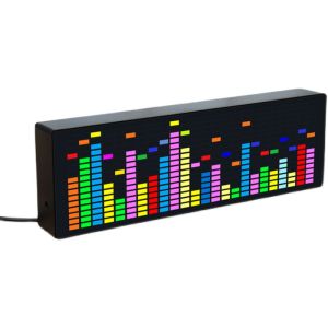 ⭐⭐⭐Finished LED Music Spectrum Rhythm Lights Voice Sensor 1624 RGB Atmosphere Level Indicator VU Meter with clock display