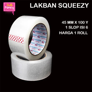 Lakban Plakban OPP 2" 45mm 48mm x 100yard Isolasi Bening SQUEEZY Panjang sesuai (PREMIUM)